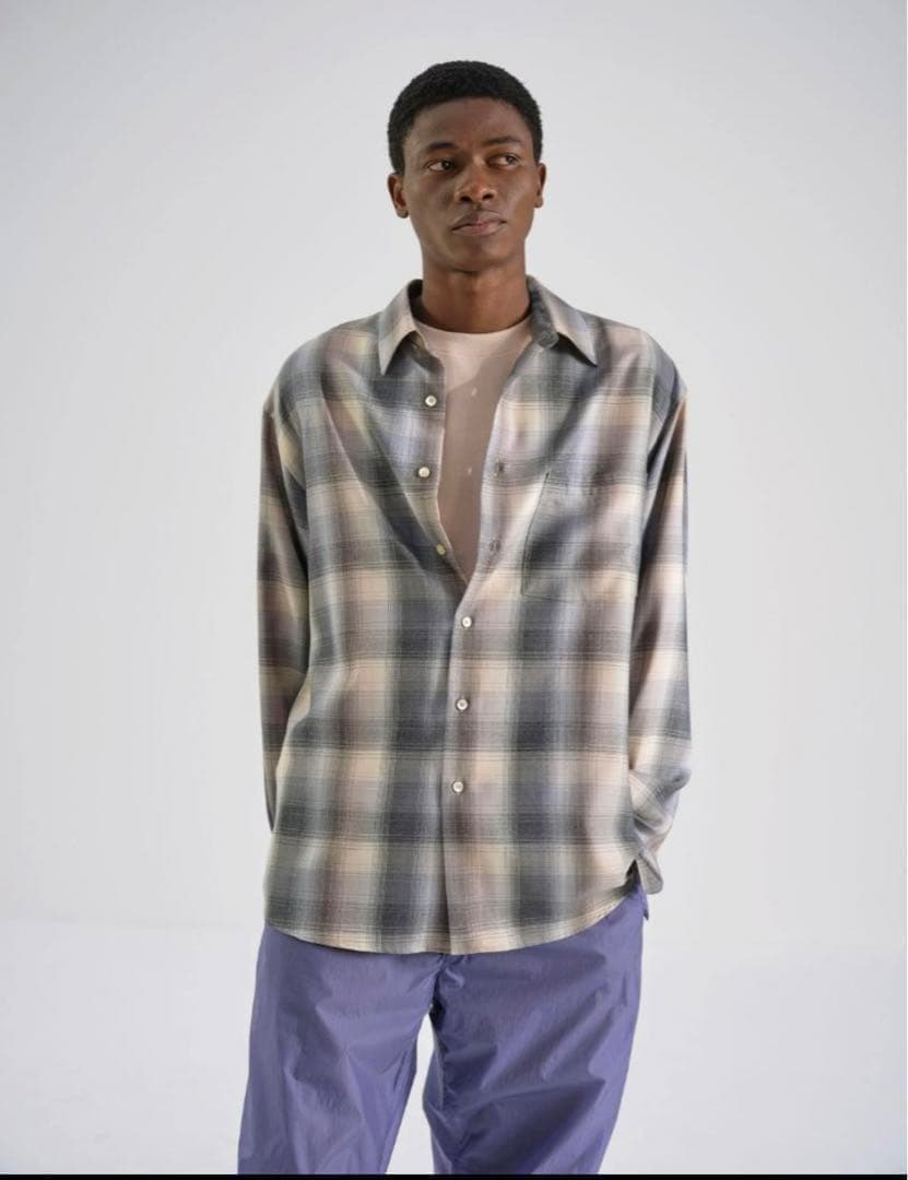 オーラリー 24AW SUPER LIGHT WOOL CHECK SHIRT