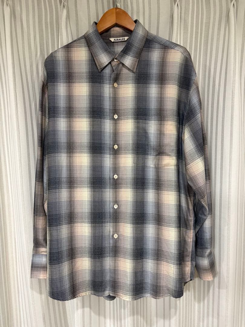 オーラリー 24AW SUPER LIGHT WOOL CHECK SHIRT