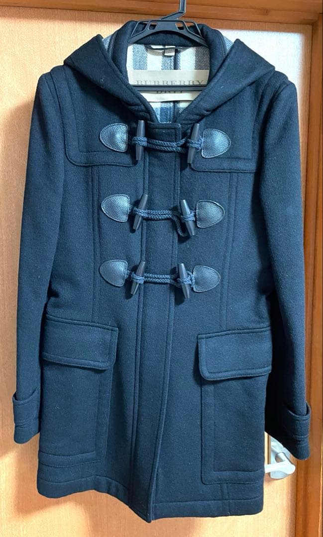 BURBERRY BRIT ダッフルコート ウール　ノバチェック　ブラック　40
