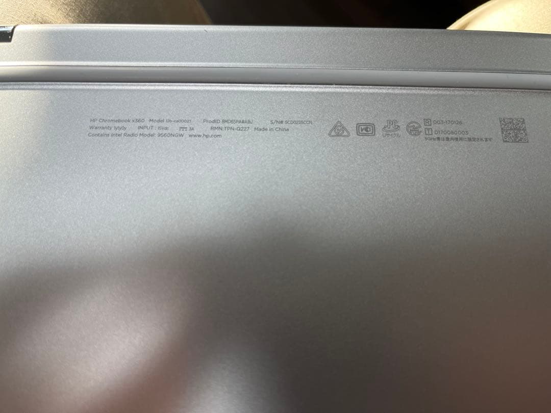 Chromebook本体 HP Chromebook X360 12b-ca002T