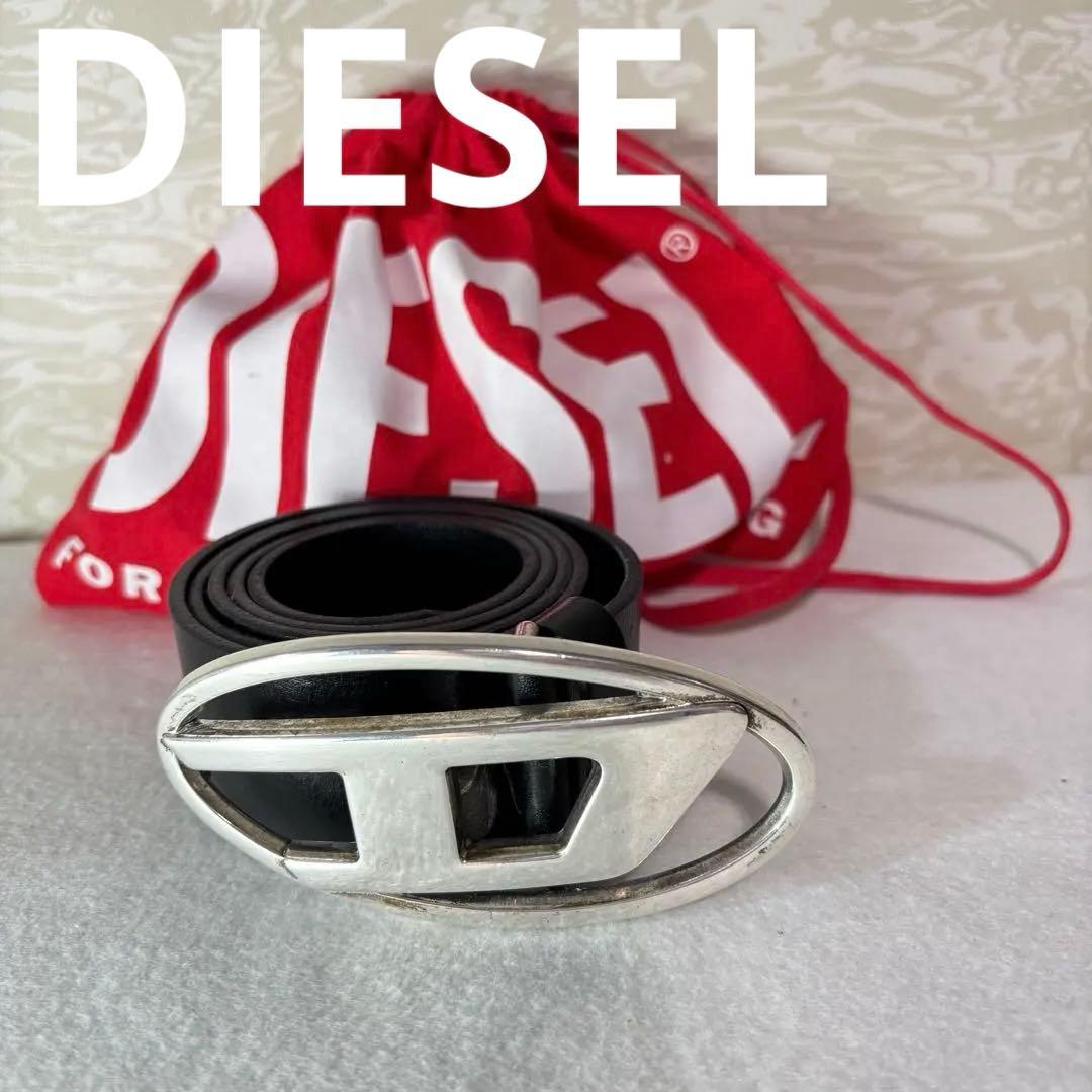 DIESEL ディーゼル　黒レザーベルト オーバルバックル