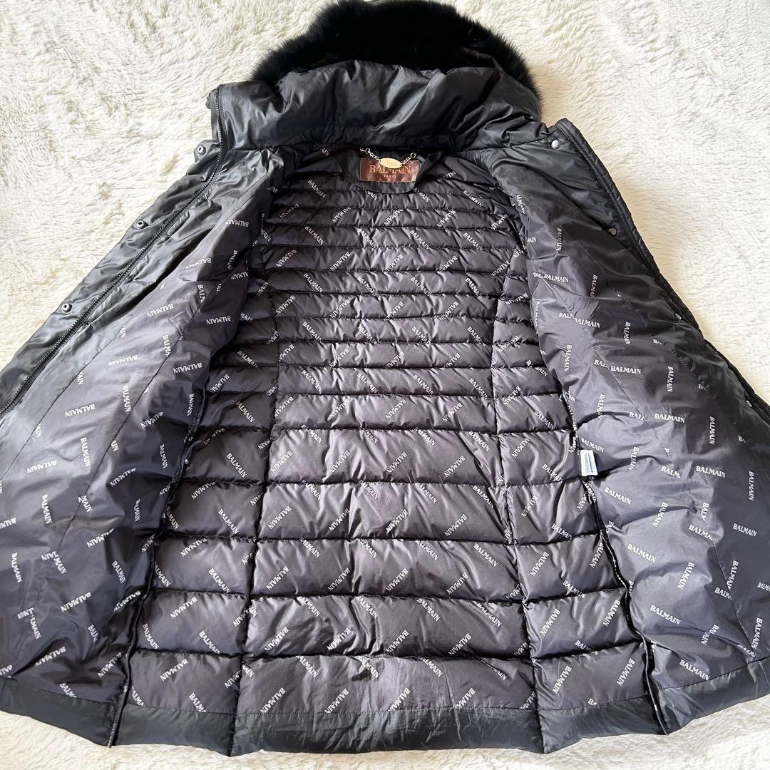 BALMAIN ダウンコート ブルーフォックスファー ダウン95% ブラック