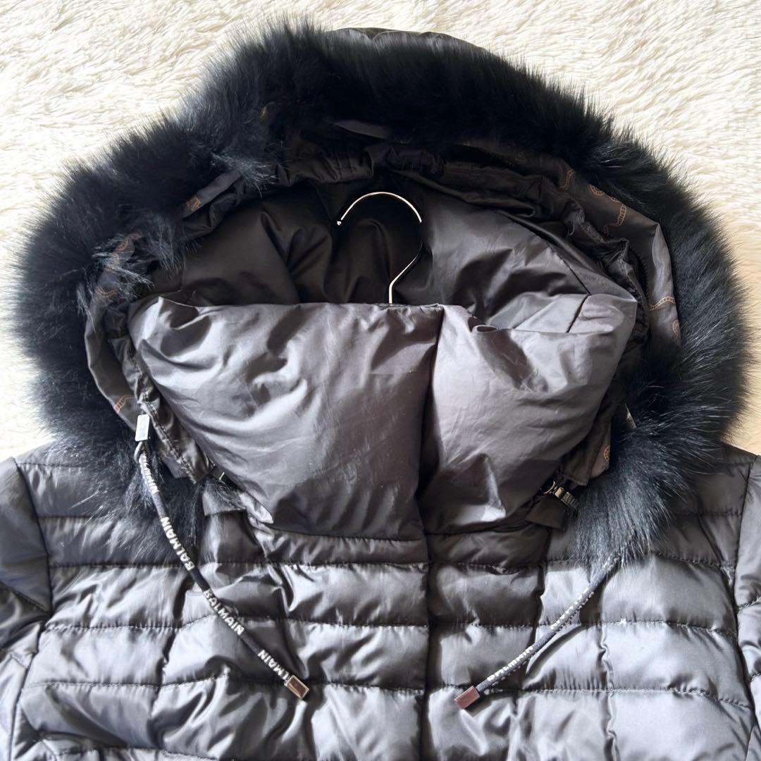 BALMAIN ダウンコート ブルーフォックスファー ダウン95% ブラック