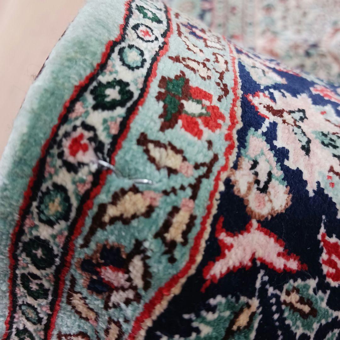 Y3103-2 トルコ製 トルコ絨毯 手織り シルク 91×61㎝ ラグ マット