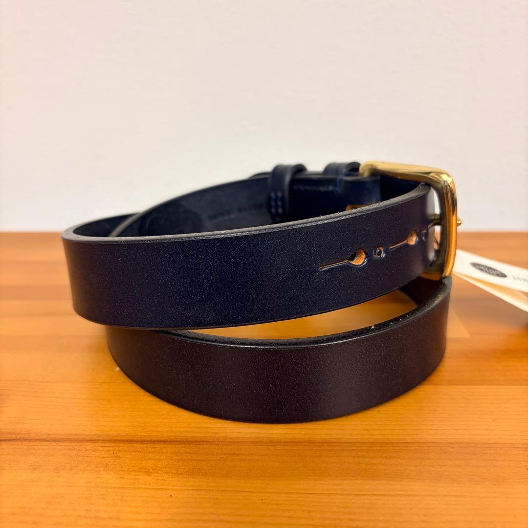 Jabez Cliff ジャベッツクリフ レザーベルト 28mm NAVY 34