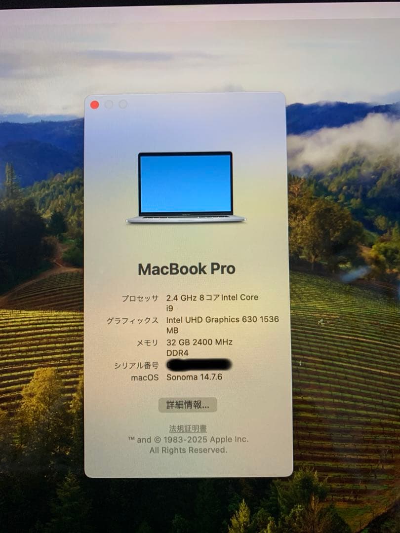MacBook Pro 2019 15インチ i9 32GB 4TB