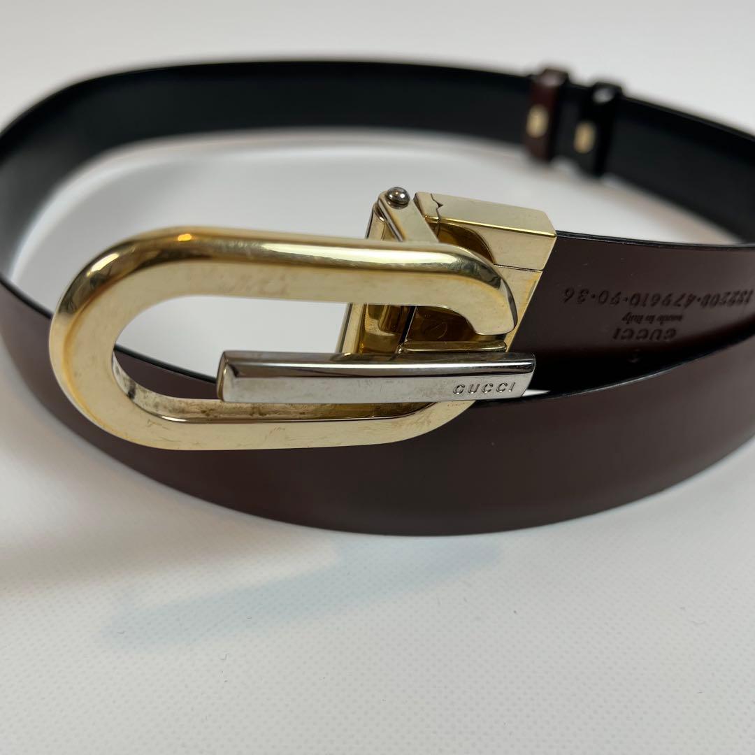 美品　GUCCI ベルト　リバーシブルレザー　Gバックル　ブラック　ブラウン