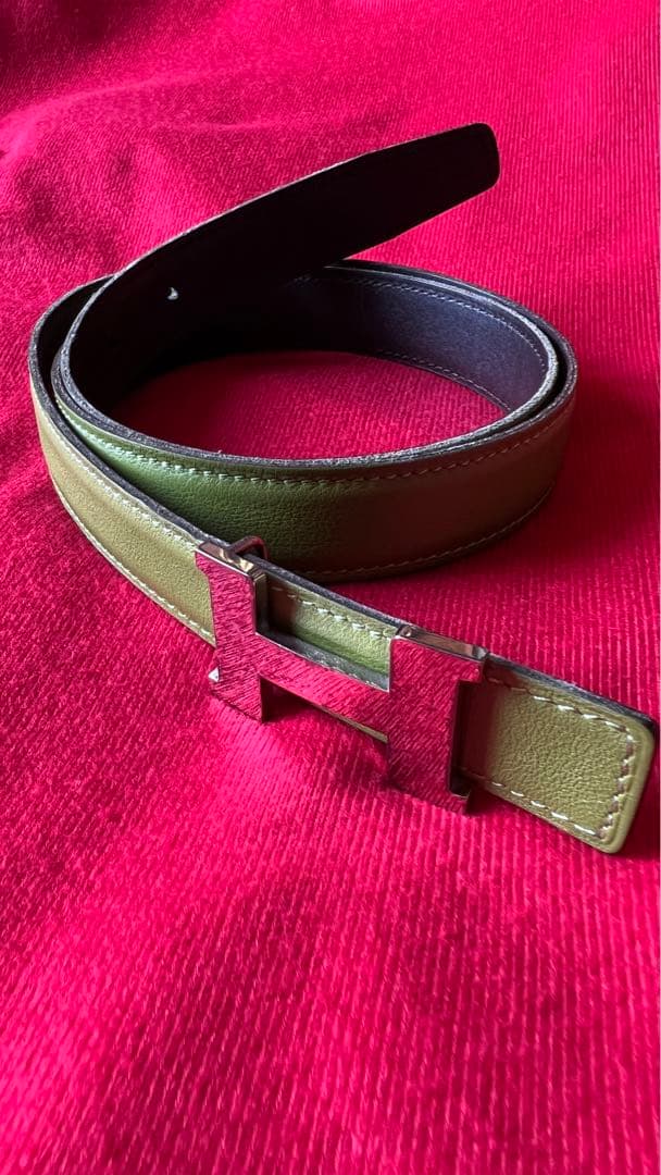 UESD エルメス　黄緑❌茶色　ベルト　エルメス HERMES コンスタンス