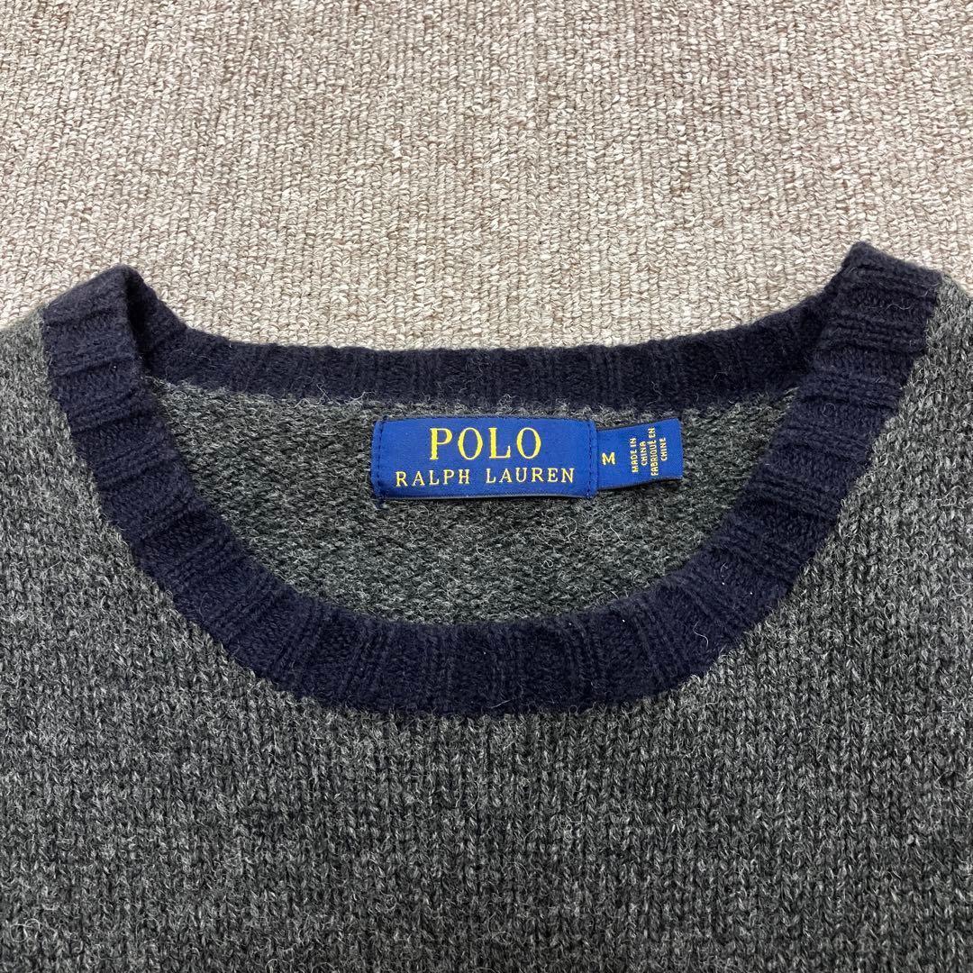 ポロ ラルフローレン ベア レタード セーター 50周年 グレー リンガー