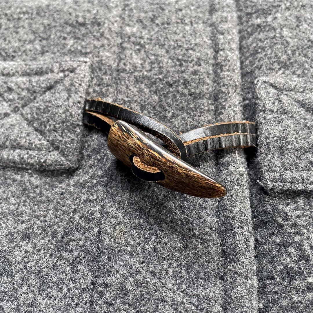 バーバリーブルーレーベルグレーフーデッドダブルコート裏ノバチェック