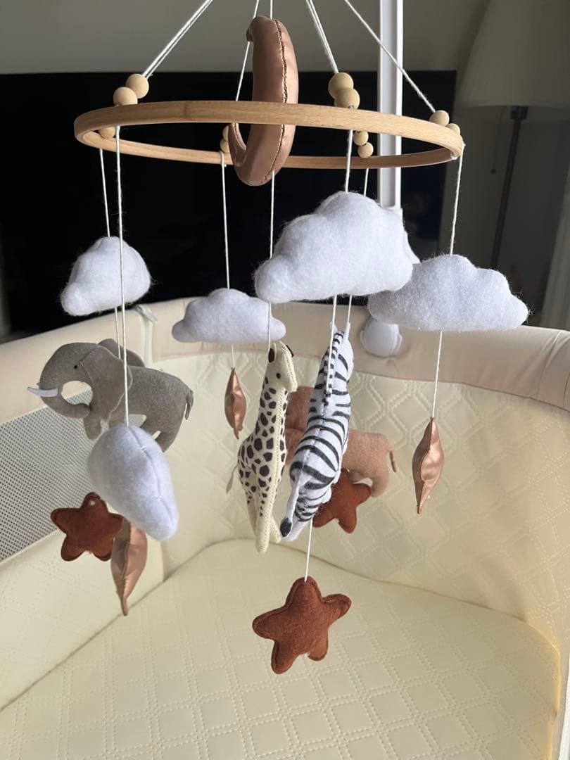 KINO LINPO ベビーベッド　添い寝　キャスター付き 収納棚付き ホワイト