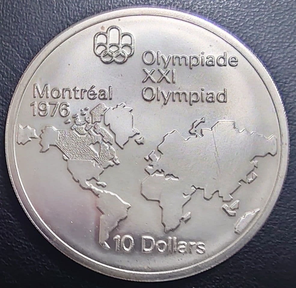 1976年カナダ銀貨 10ドル モントリオールオリンピック世界地図特大記念銀貨
