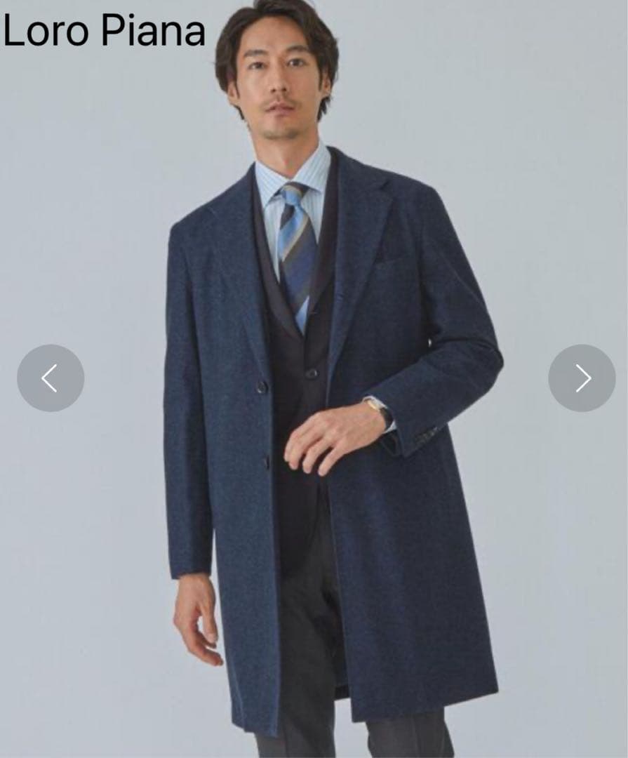 【極美品】グリーンレーベルリラクシング×ロロピアーナ チェスターコート ネイビー