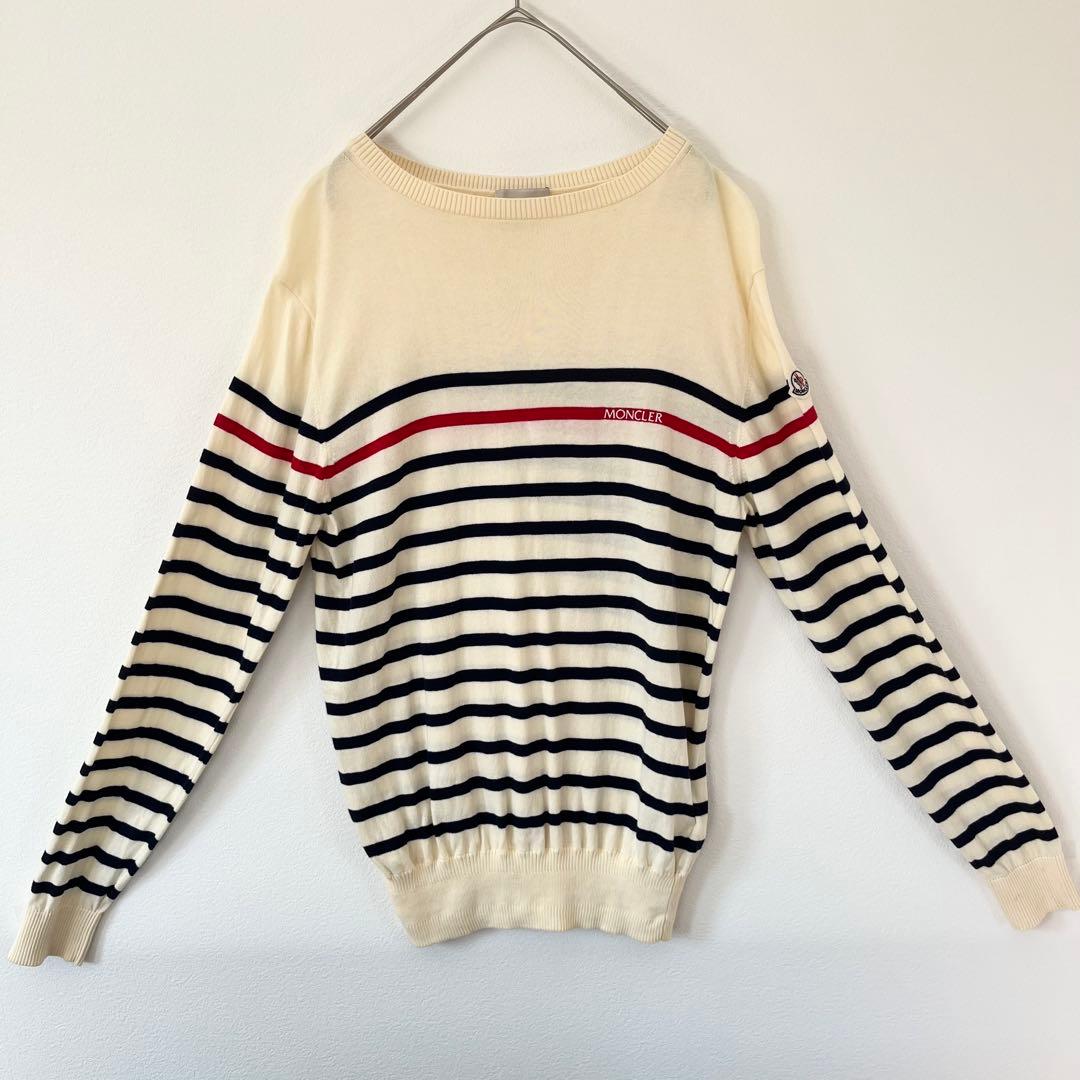 【人気定番】モンクレール ニット セーター ボーダー クリーム S
