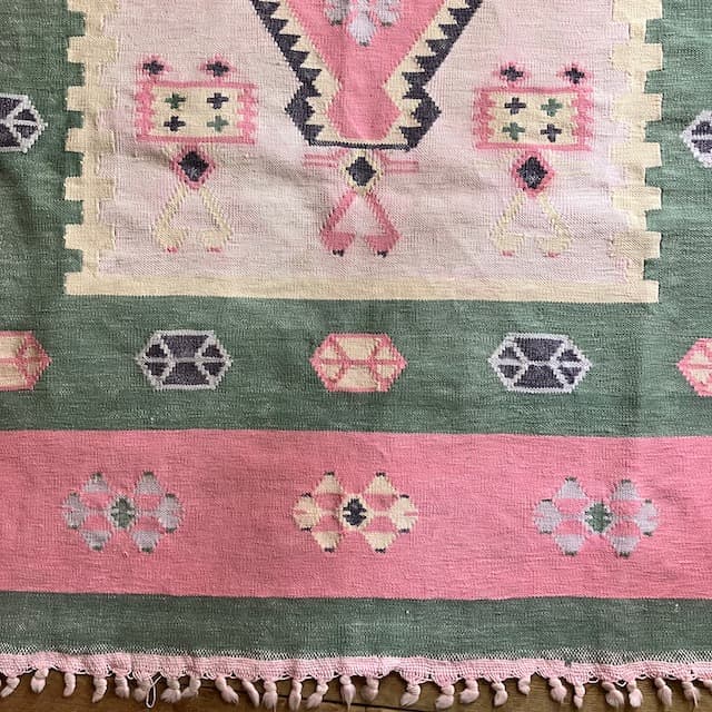 ヴィンテージ オールド キリム ラグ マット 絨毯 手織 古道具 手織り 幾何学