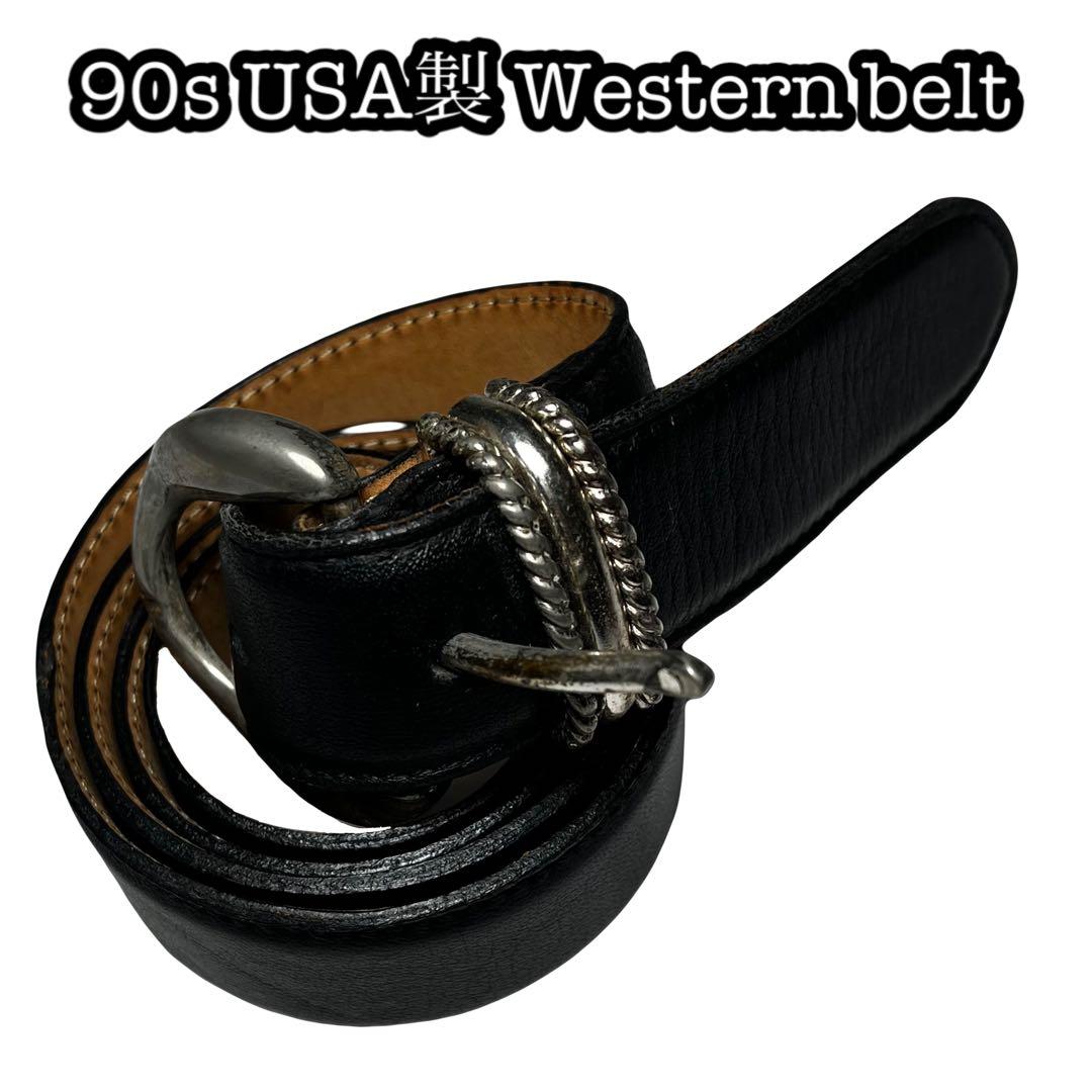 80s 90s Y2K USA製 Western belt vintage 本革
