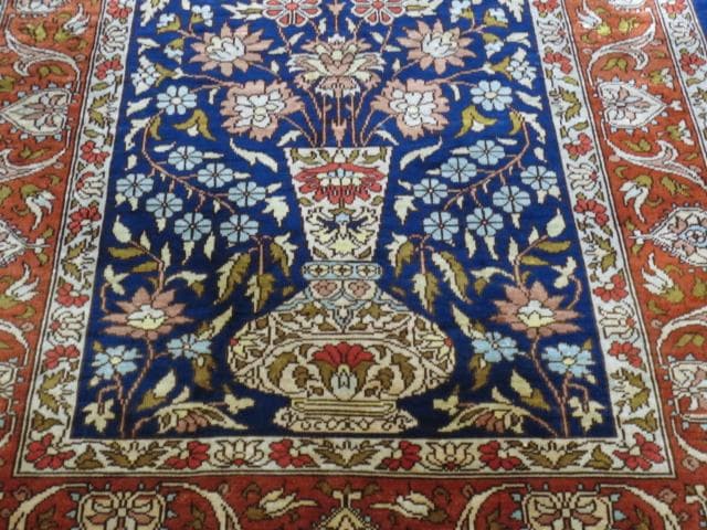 美品 手織り シルク トルコ HEREKE ヘレケ ゴルダニ文様 ペルシャ 絨毯