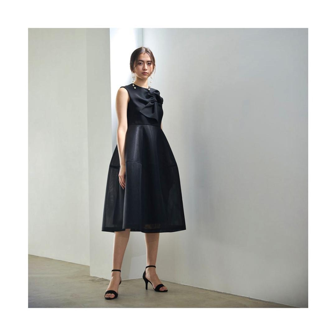 ひまわりMuses■42■ タックリボンワンピース ■ブラック■