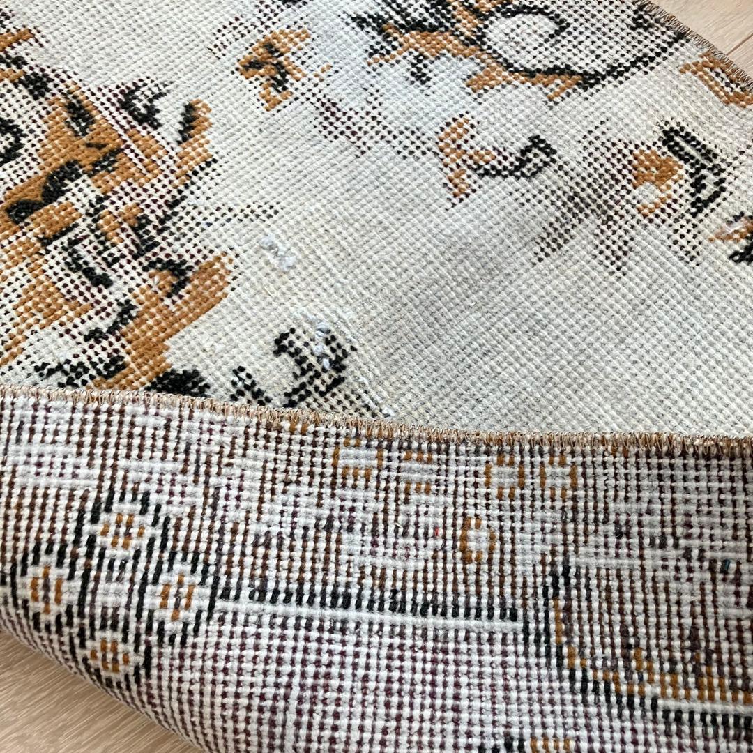 ライトグレー54×199ブラック　キャラメル　ランナー　トルコヴィンテージラグ