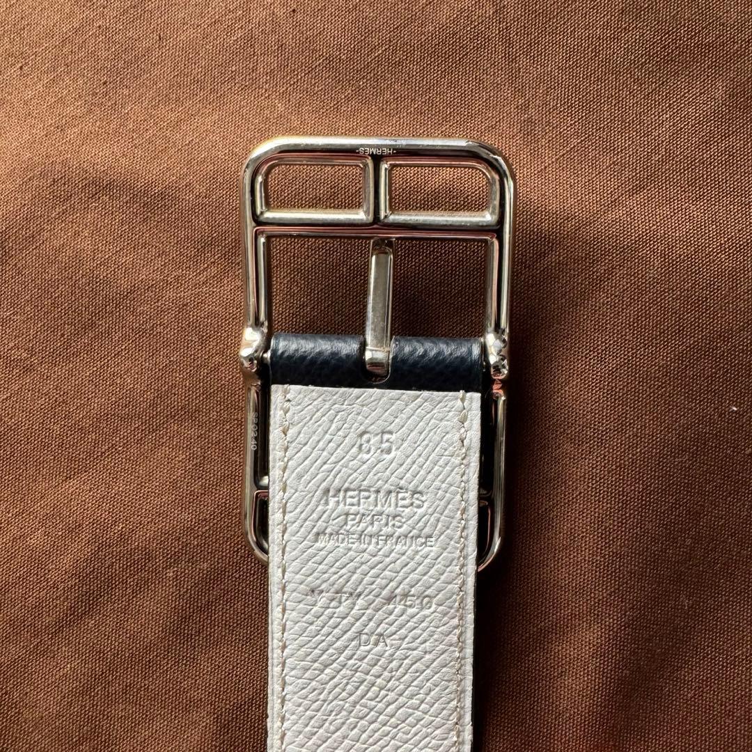 エルメス リバーシブル ベルト レザー ネイビー オレンジ HERMES