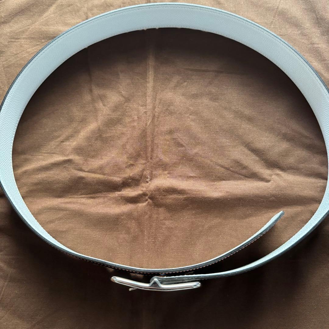 エルメス リバーシブル ベルト レザー ネイビー オレンジ HERMES