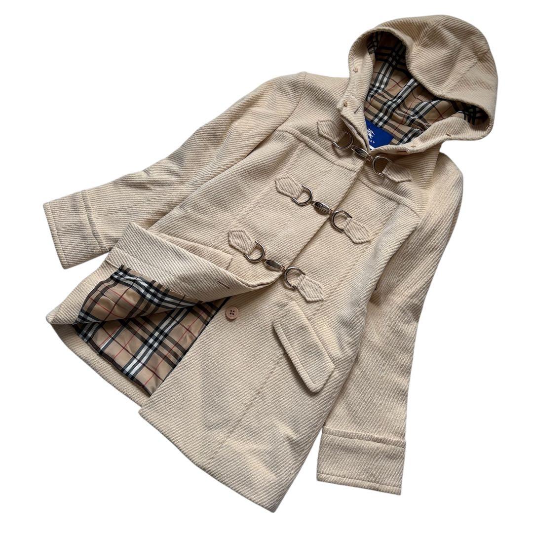 バーバリーブルーレーベル ダッフルコート 金具 ノバチェック 38