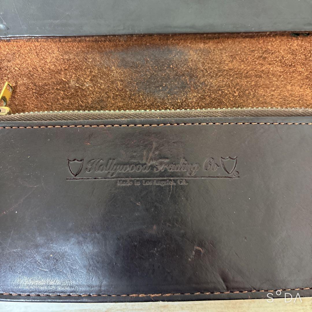 HTC 長財布 財布 スタッズ ダークブラウン