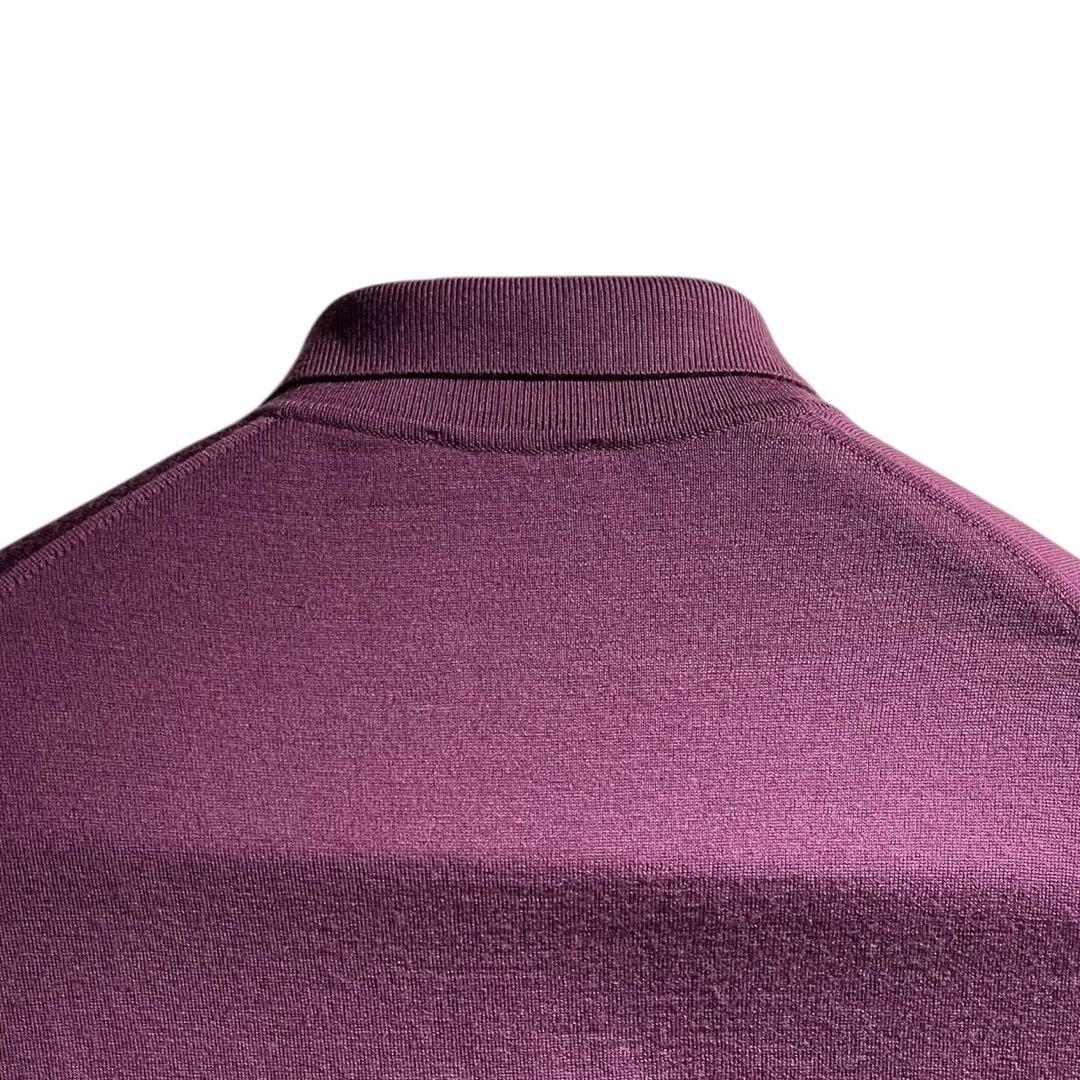 【極美品】ジョンスメドレー メリノウール ニットポロ L 英国製 パープル