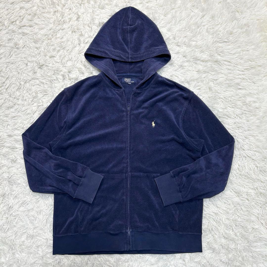 90s ポロバイラルフローレン ジップアップパーカー ネイビー メンズS相当