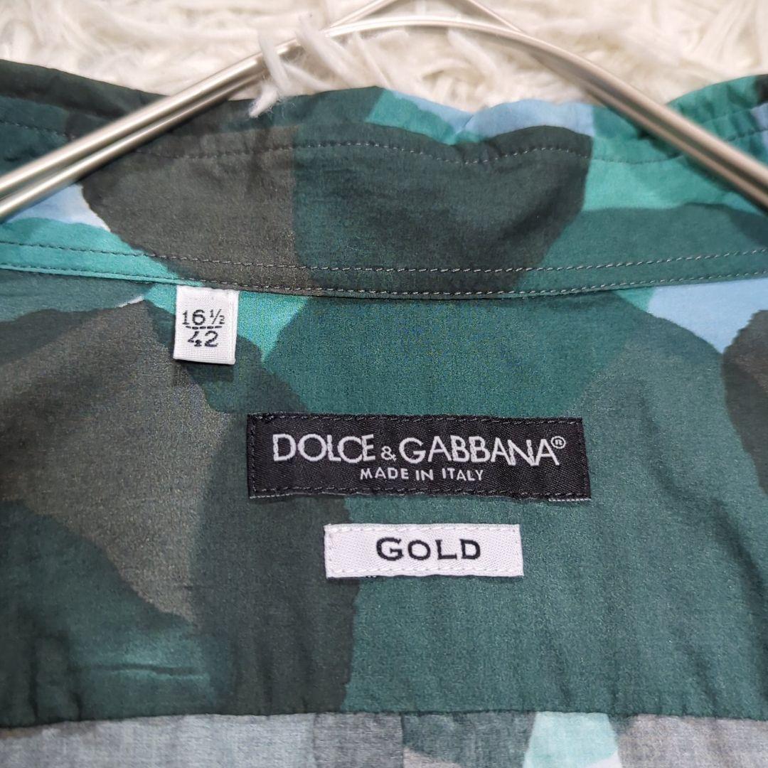 美品 42 DOLCE&GABBANA 水玉 ドット 総柄 ドレスシャツ