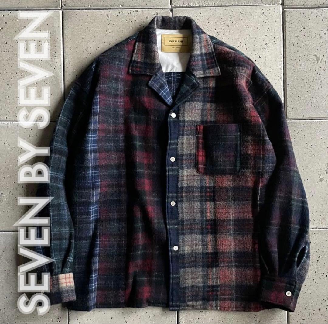 常田大希着用 SEVEN BY SEVENセブンバイセブン ウールチェックシャツ