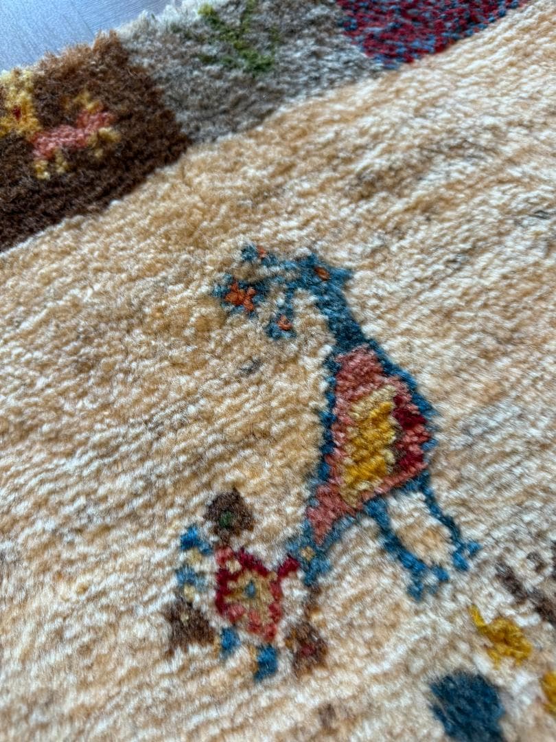 ギャッベ 66x88cm ペルシャ絨毯 手織り ギャベ 玄関マットラグ 絨毯