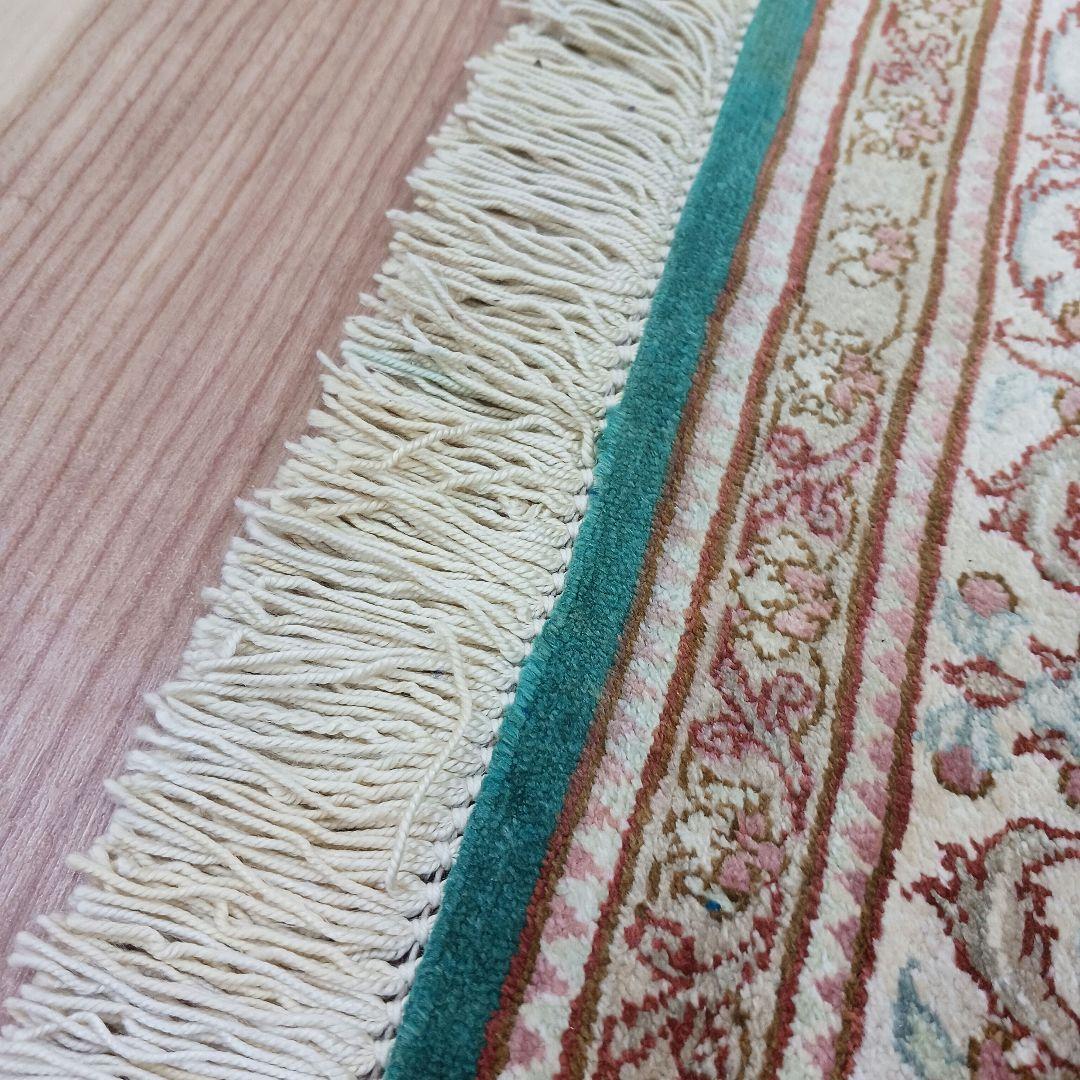 Y3134 高級ペルシャ クム産 シルク100% 手織り絨毯 80×122㎝