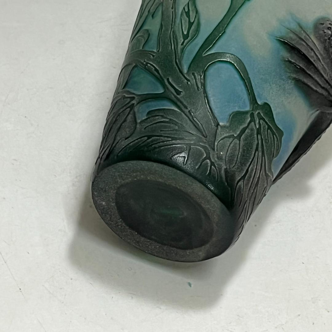 エミール　ガレ風　花瓶　被せガラス　蜥蜴紋　　 高さ30ｃｍ