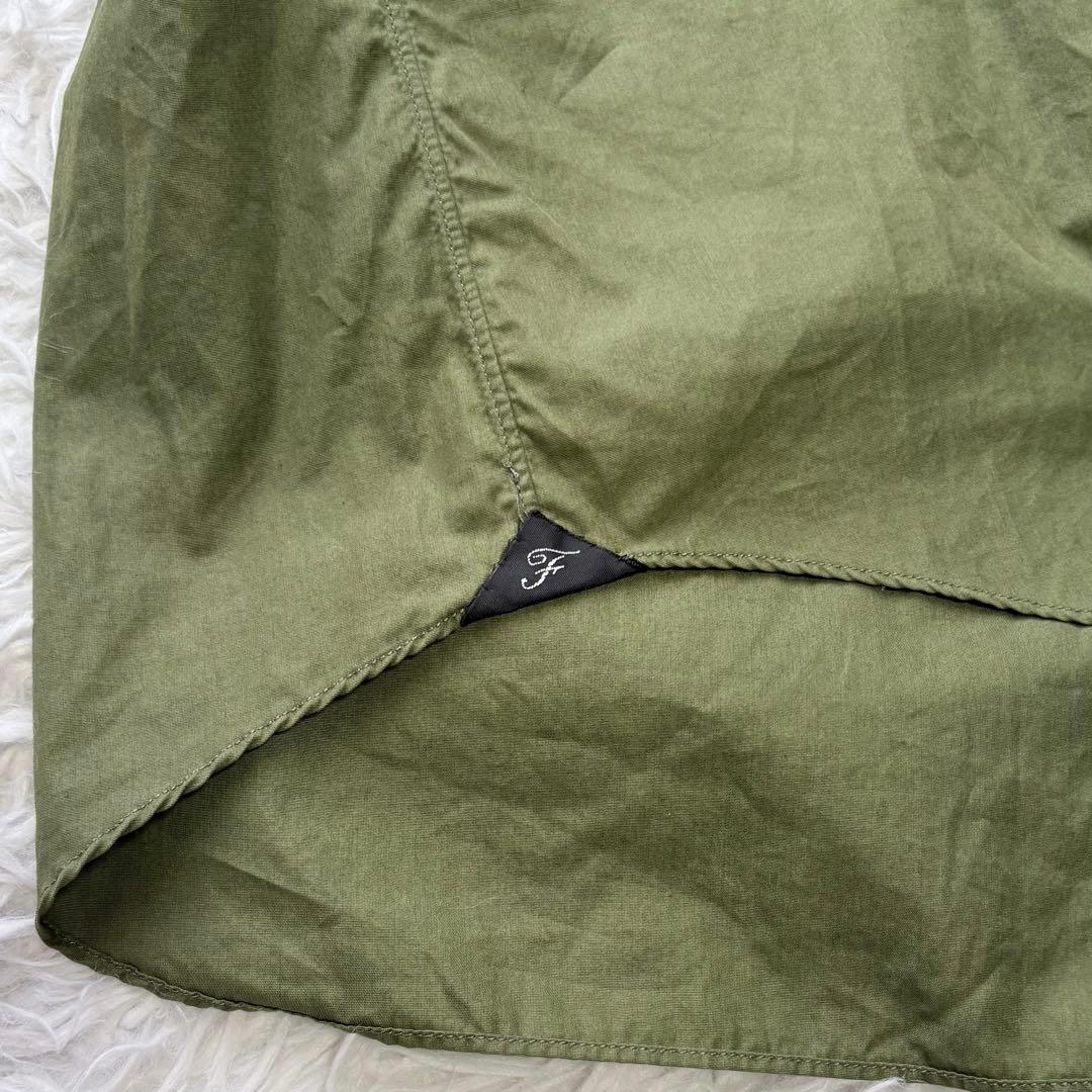 タグ付き未使用✨Finamore ホリゾンタルカラーシャツ コットン オリーブS