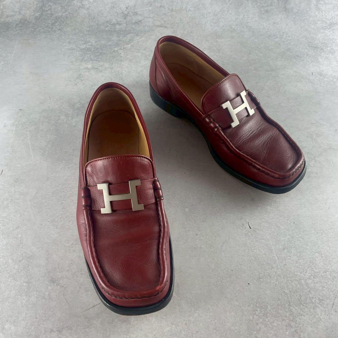 エルメス　ローファー　レザー　コンスタンス　ロゴ　ベルト　レディース