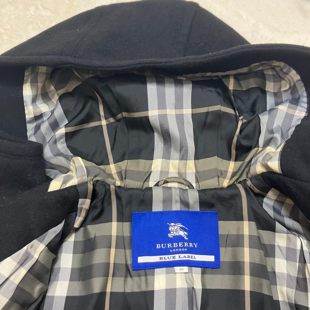 美品✨バーバリーブルーレーベル アンゴラ ダッフルコート ノバチェック 38