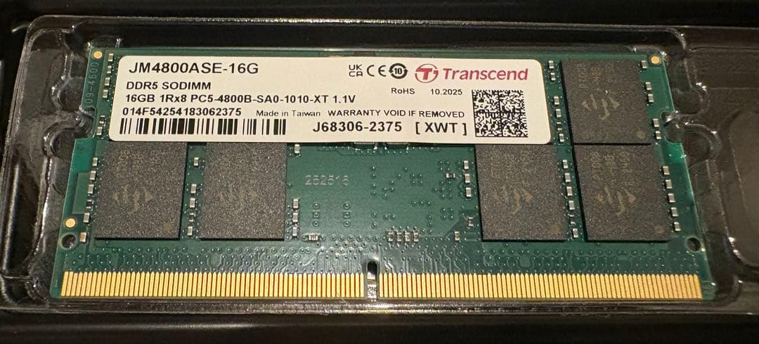メモリー Transcend JM4800ASE 16GB DDR5 SO-DIMM