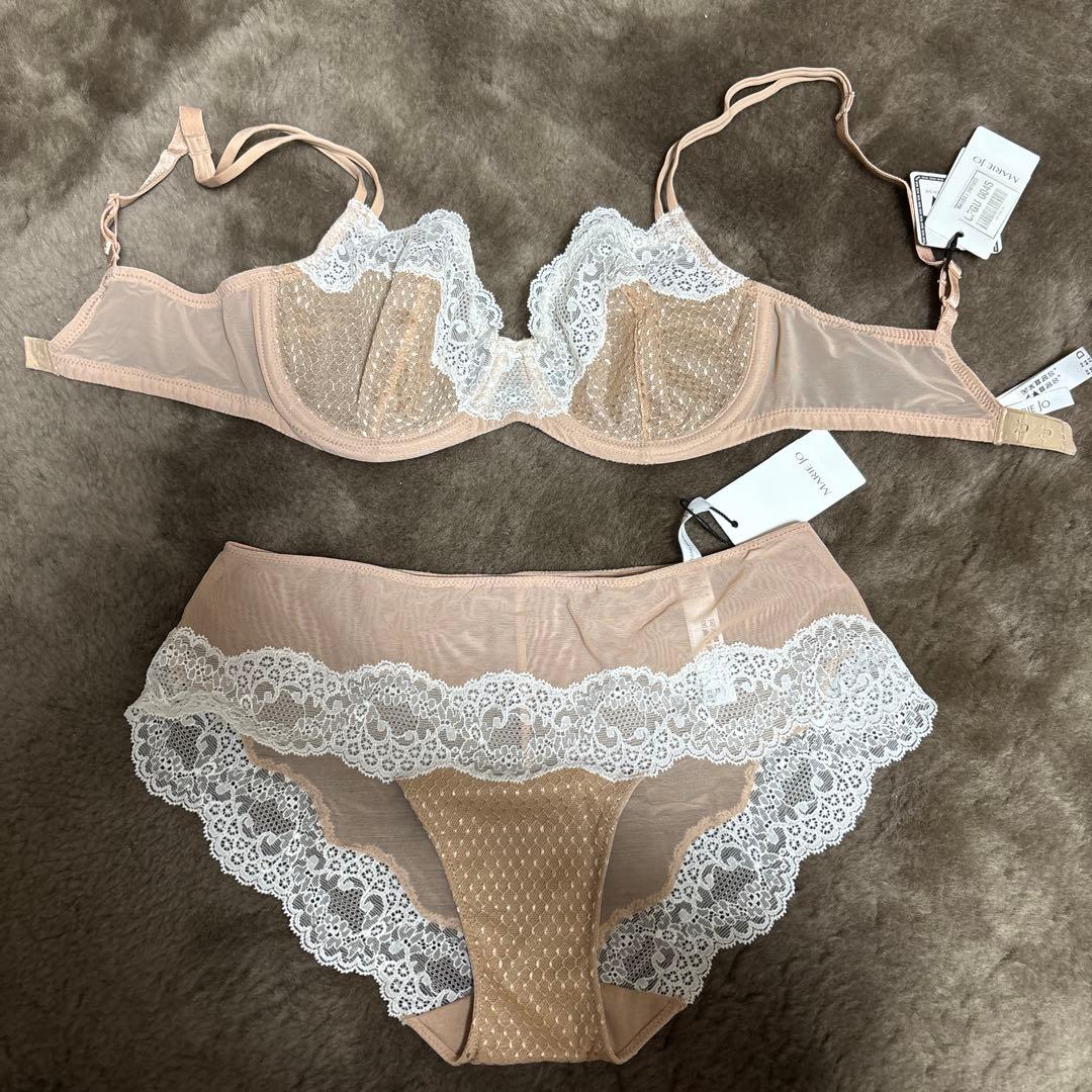MARIE JO ベルギー　ブラジャー　ショーツ　レース　ピンクベージュ　E65