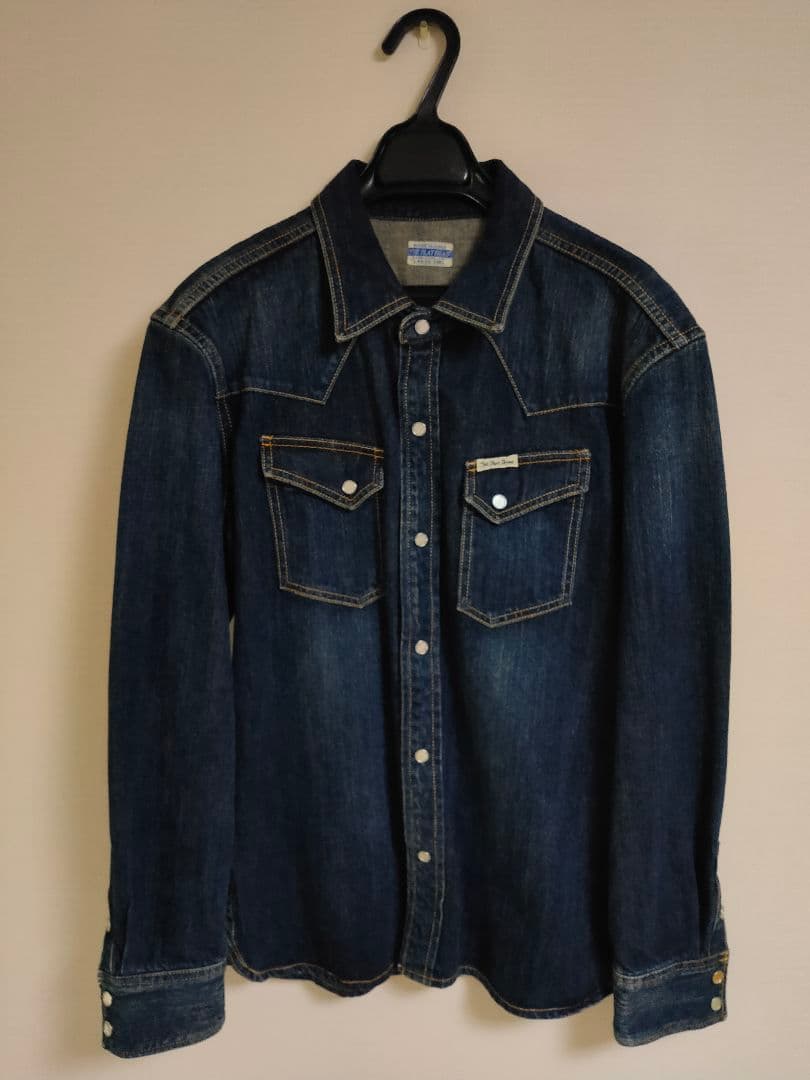 美品　FLATHEAD　デニムウエスタンシャツ　リアルエイジド加工　サイズ40
