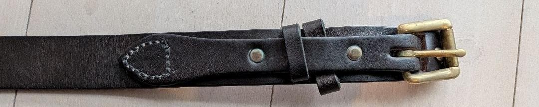 茶レザー ベルト 金色バックル