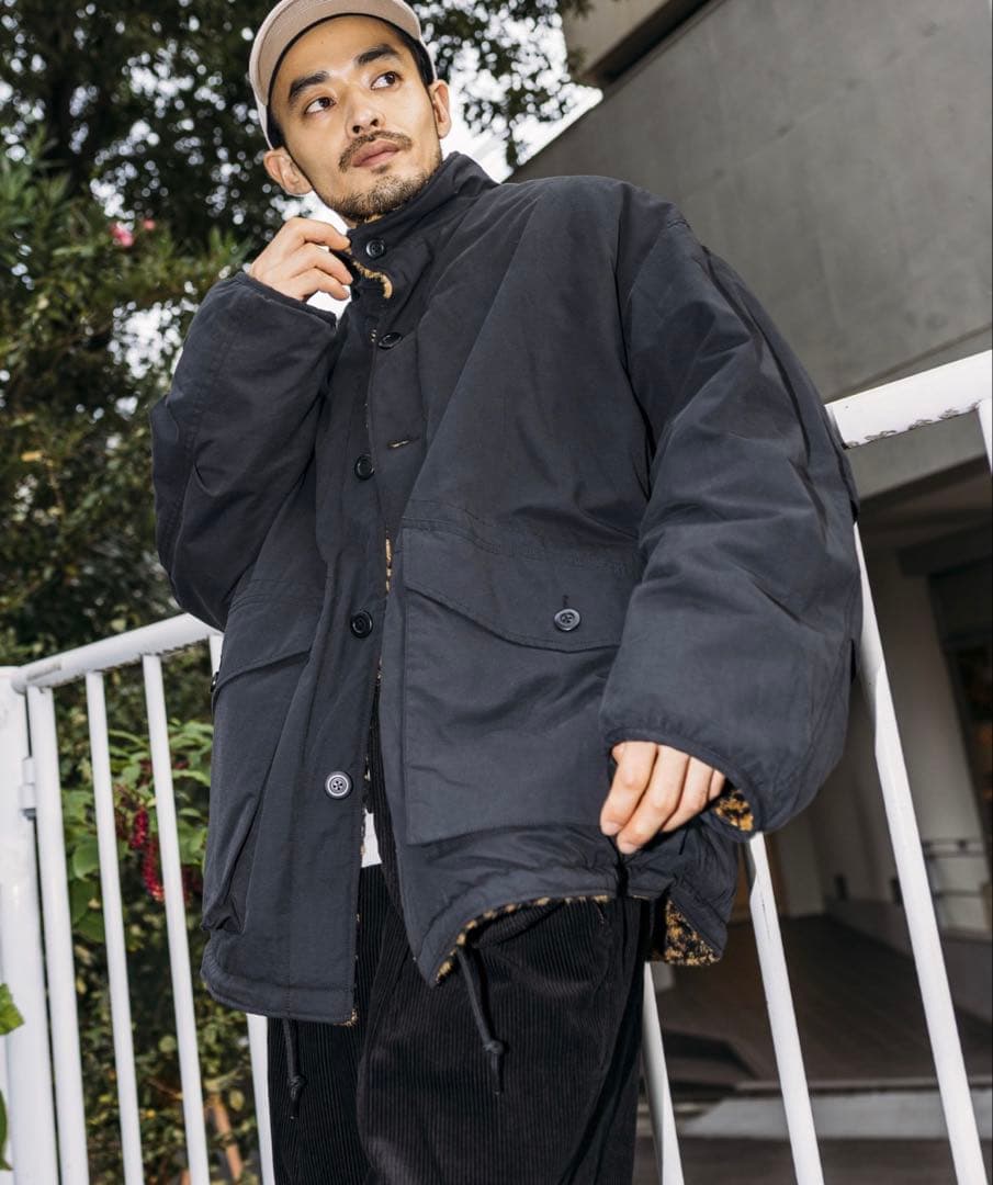 ビッグシルエット スタンドネック リバーシブル ボアブルゾン/ナイロンブルゾン