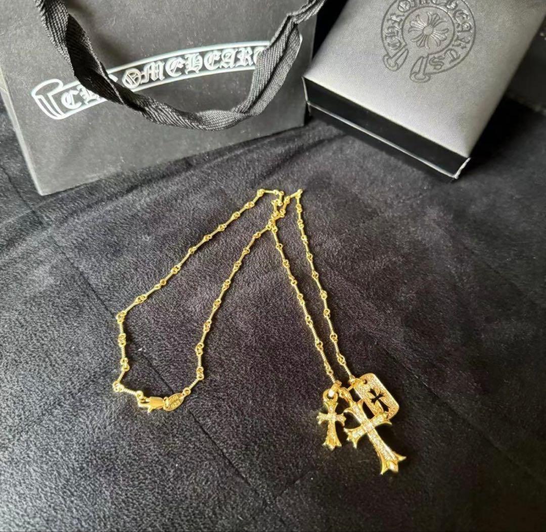 クロムハーツ 三連ネックレス ゴールド