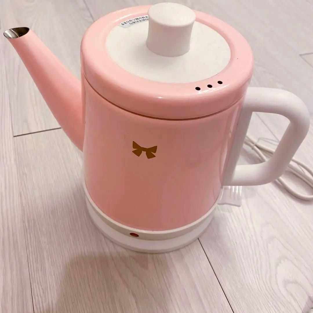 新品　ピンク 電気ケトル 可愛い　リボン　ゴールド　姫　レトロ　カントリー