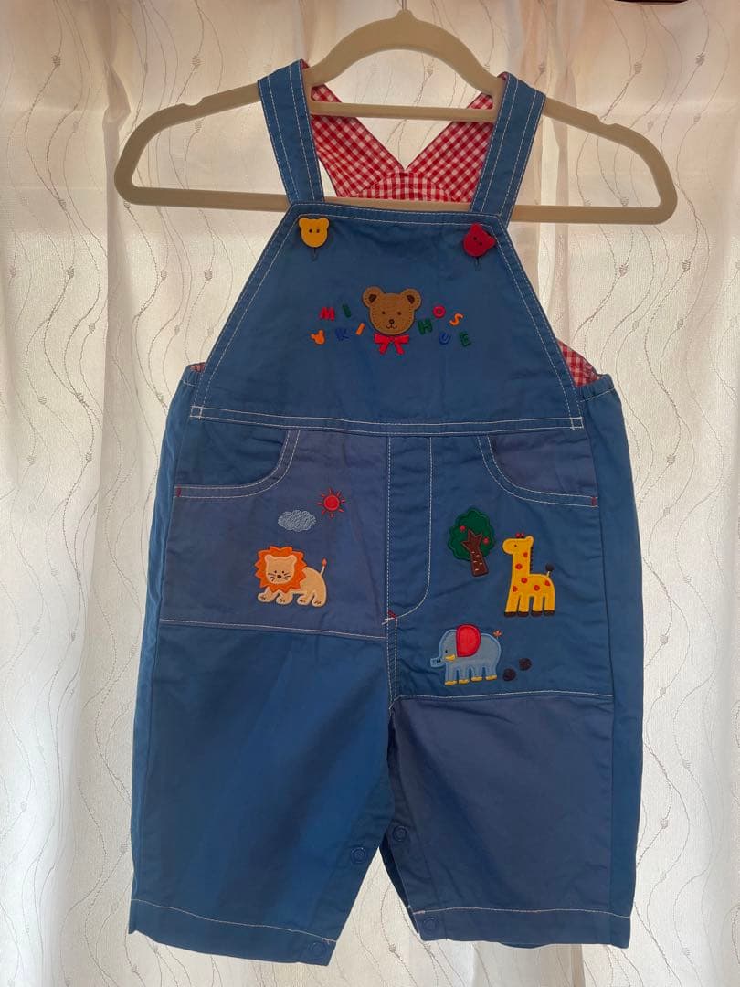 miki HOUSE 動物刺繍 オーバーオール M