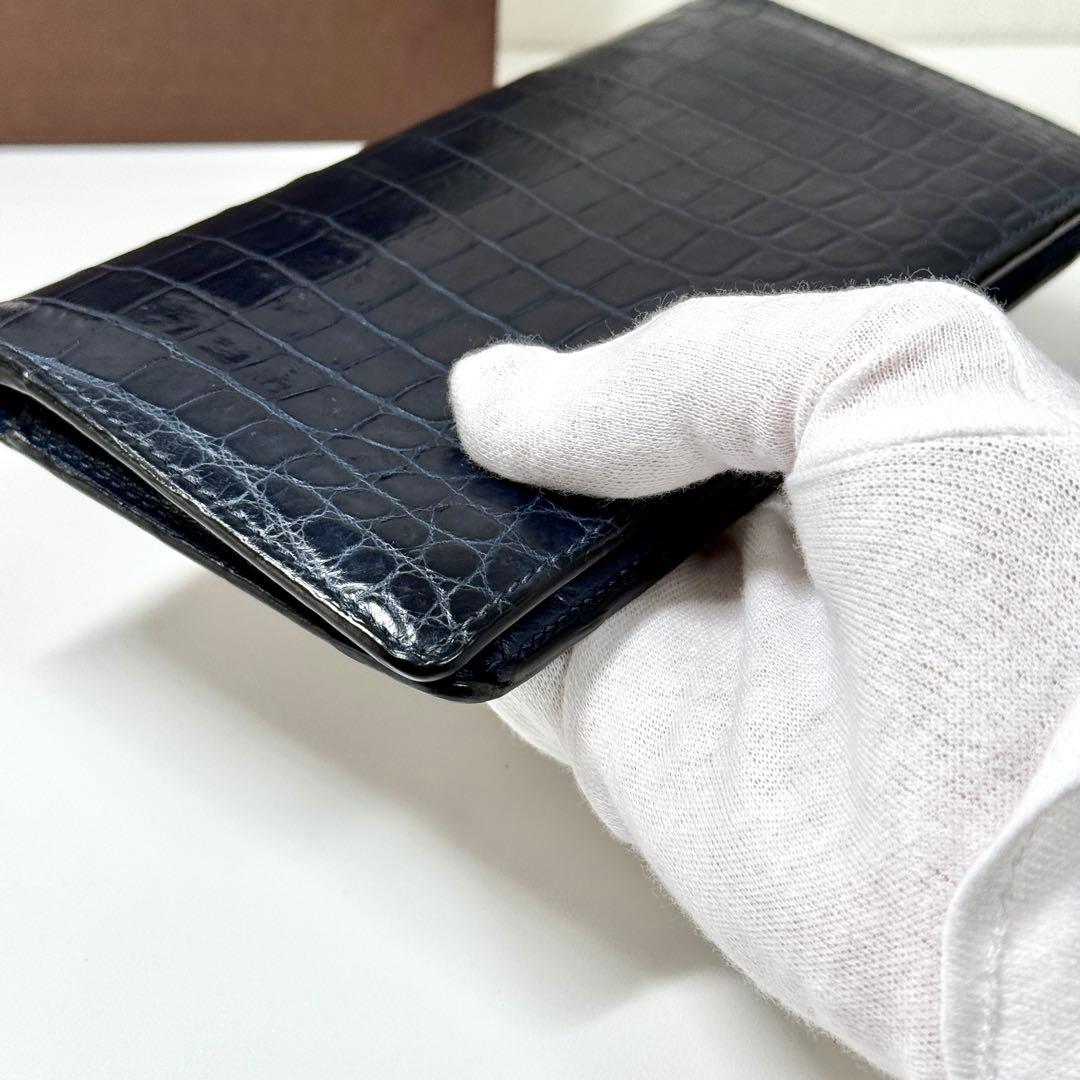 美品 ルイヴィトン クロコダイル 長財布 ポルトフォイユ ブラザ ネイビー 紺色