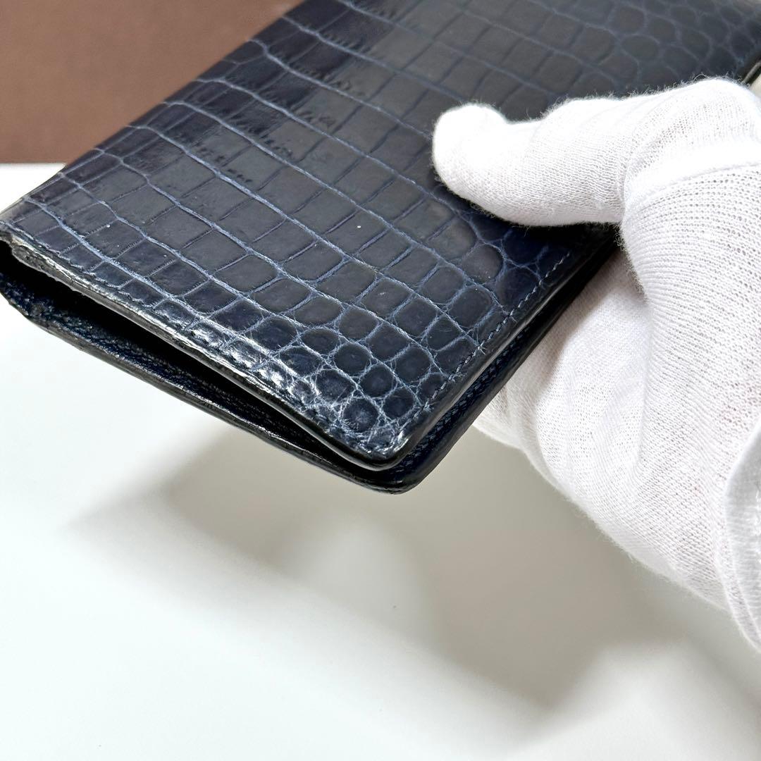 美品 ルイヴィトン クロコダイル 長財布 ポルトフォイユ ブラザ ネイビー 紺色