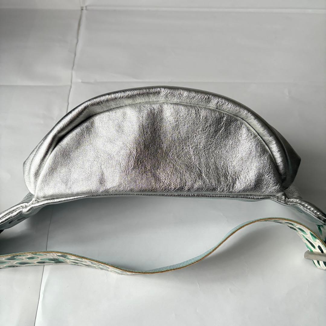 JUCO.ジュコ 日本製 レザー ウエストバッグ シルバー 本革 ハンドメイド