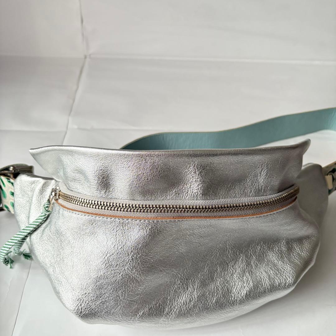 JUCO.ジュコ 日本製 レザー ウエストバッグ シルバー 本革 ハンドメイド