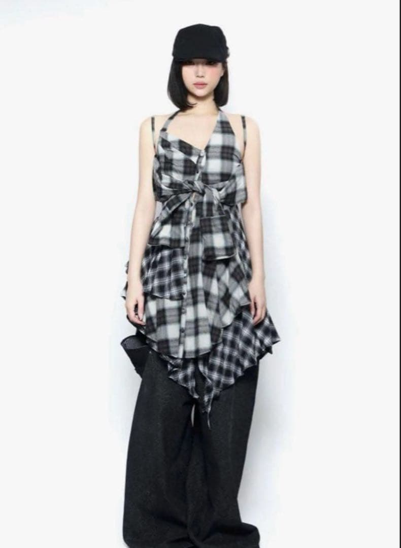 ワンピース theredthread S layered dress bug check